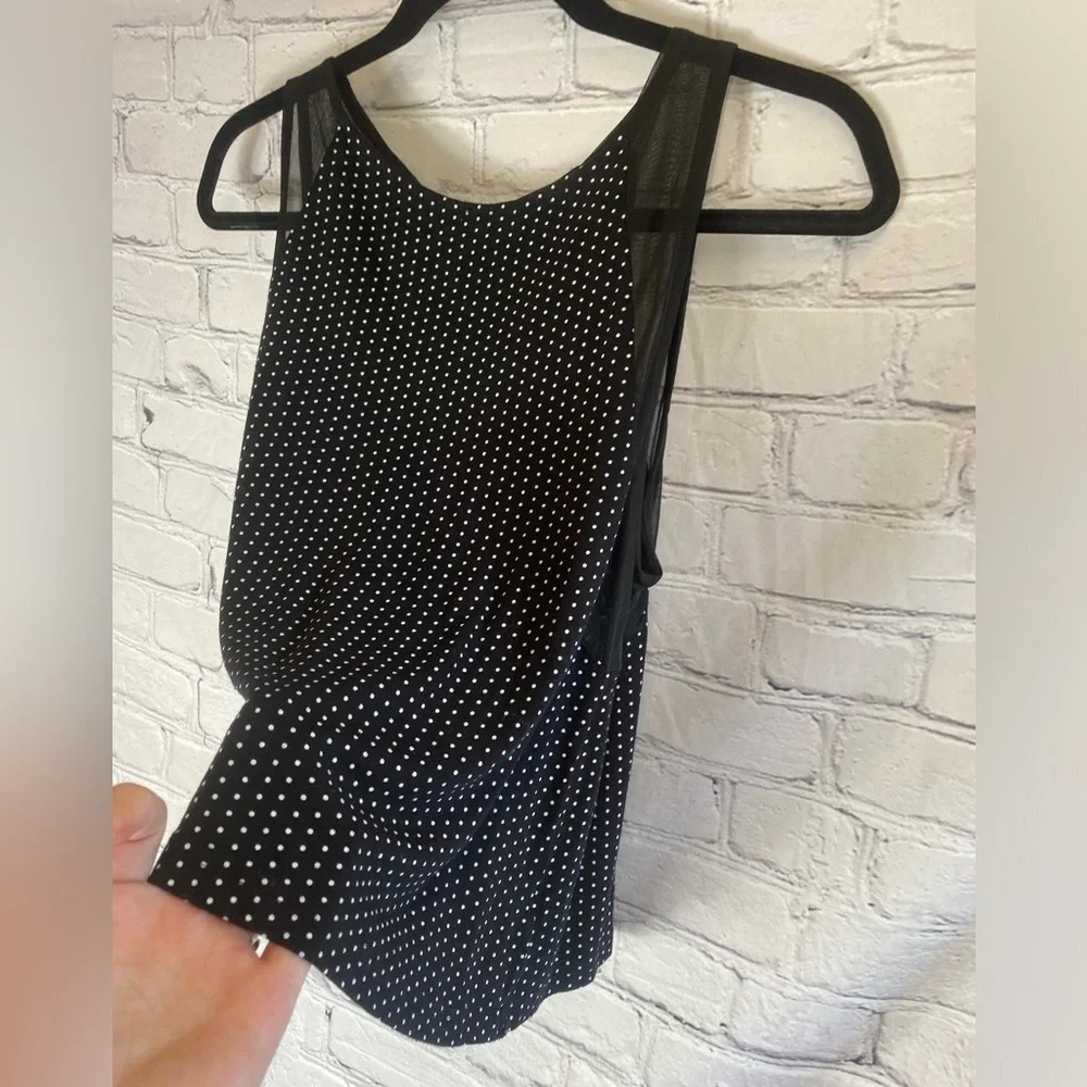 5/$20 Women’s Forever 21 Retro Polka Dot Mesh Crop Tank‎ Black White Small - Picture 7 of 8